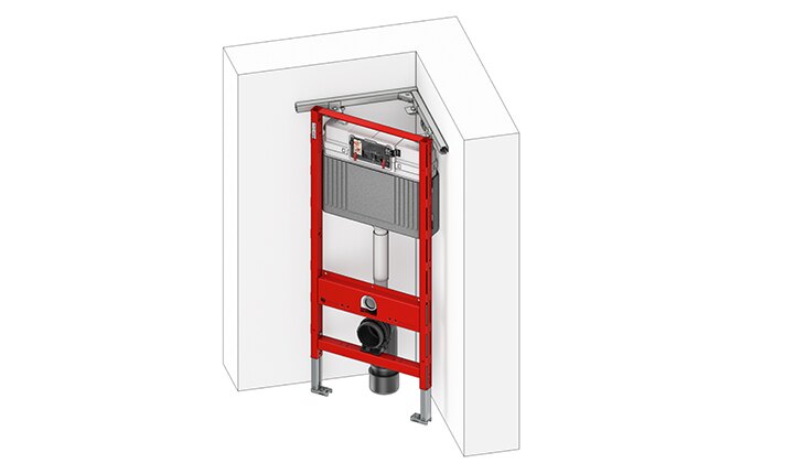 TECEprofil WC-Modul Einbau vor einer Massiv- oder Leichtbauwand
