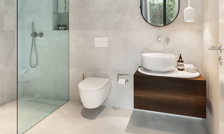 Bad Innenansicht Dusche WC Waschtisch
